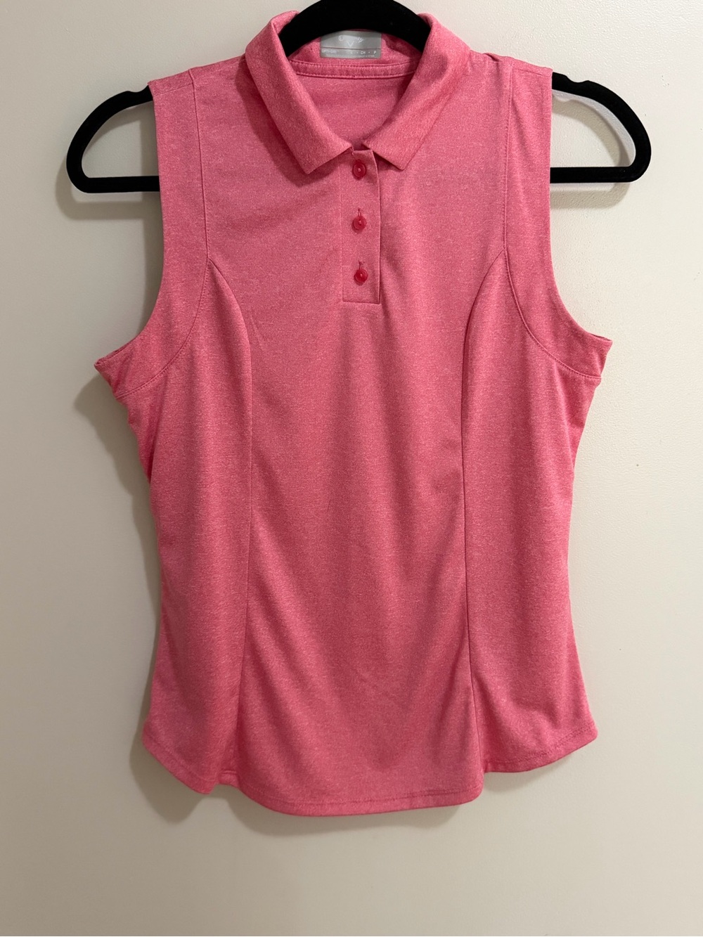 Callaway Opti-Dri Sleeveless Golf Polo Shirt Pink Heathered Small